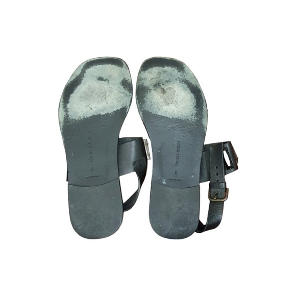 Tomas Maier Black Jewel Sandal Toe Loop Ring Gladiator Flat Boho Size 8 - Picture 13 of 13